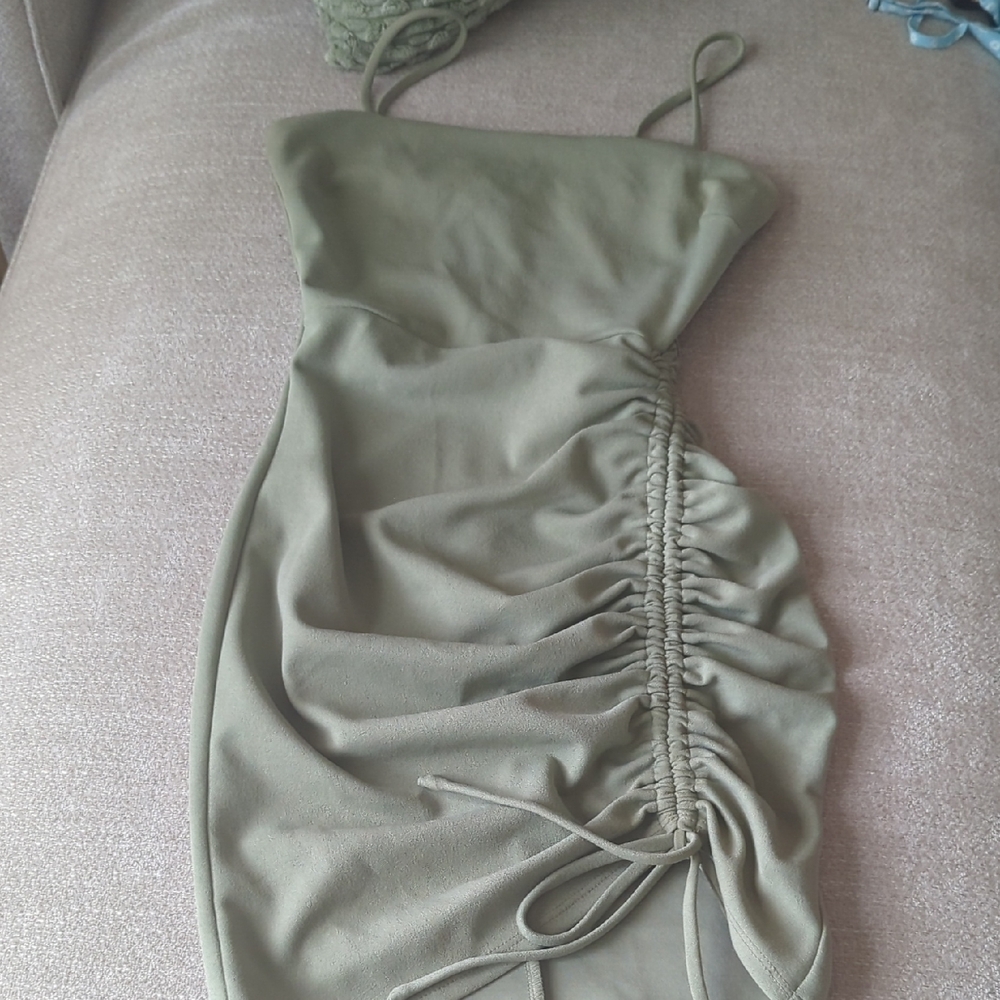 Windsor Sage Green Gathered Mini Dress